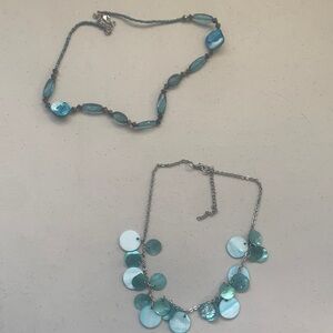 Elegant Blue and Silver Necklace Set